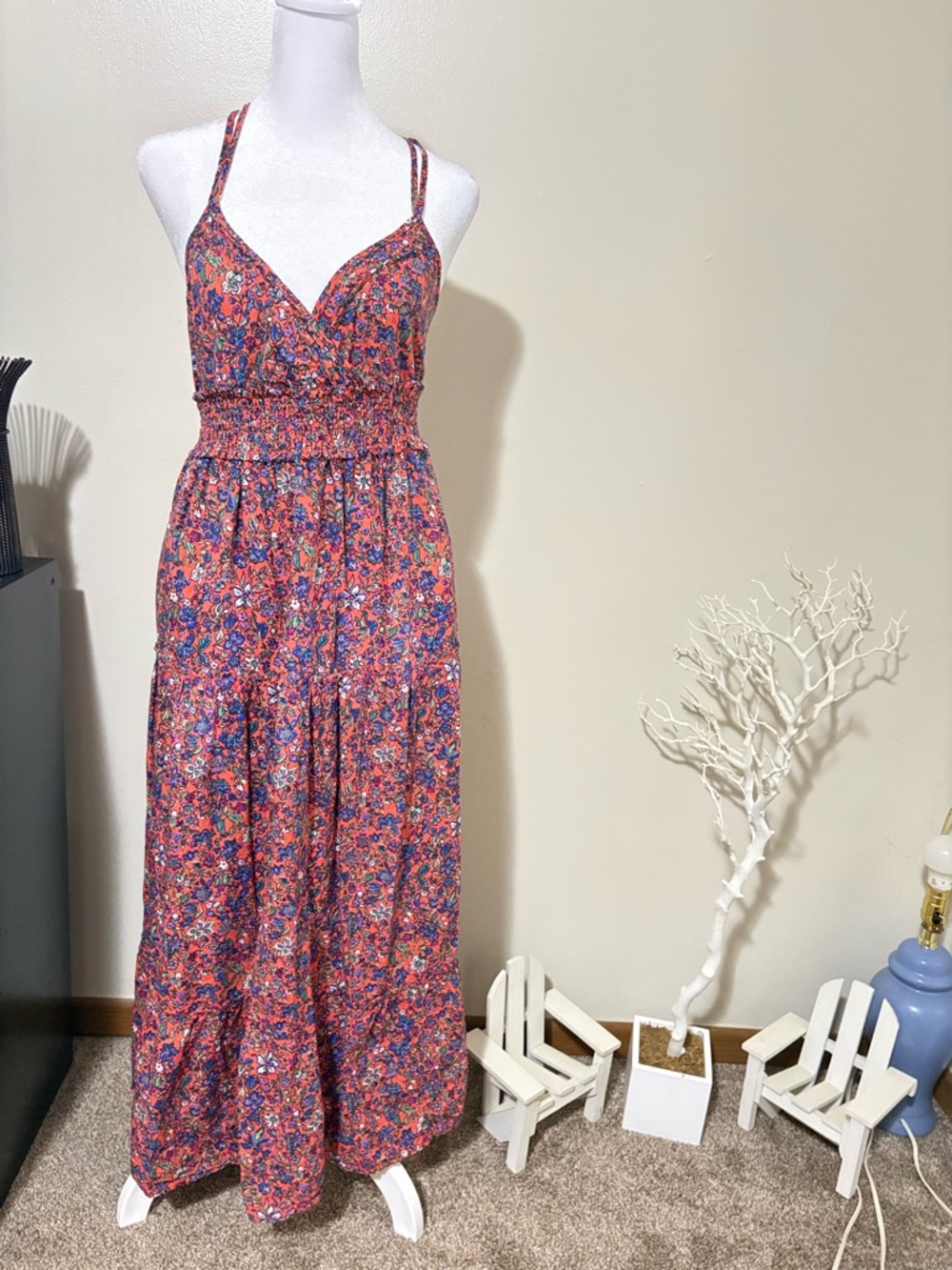 Universal Thread Orange and Blue Floral Summer Dress